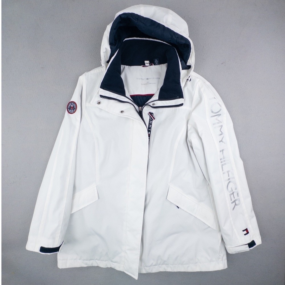 Tommy Hilfiger Womens Parka Coat White XL